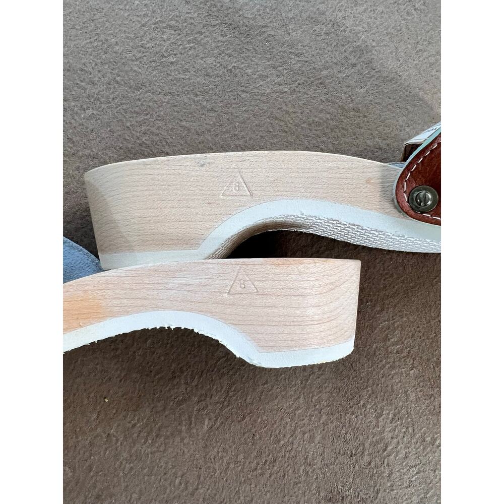 Dr. Scholl's "Old Stock" Vintage Brand New Wooden White Leather Sandals Size 8 - Picture 6 of 8